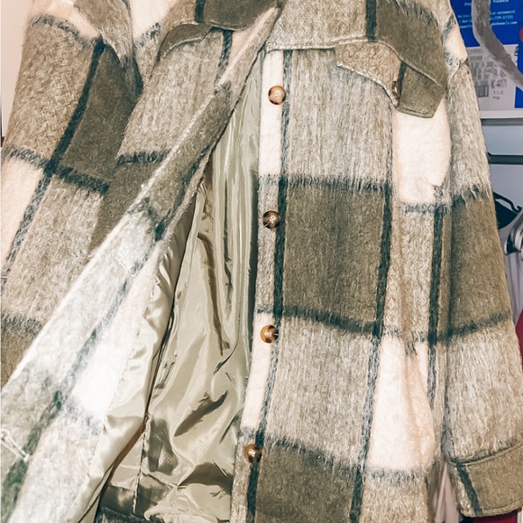 Sage Green Flannel Coat - Picture 2 of 3